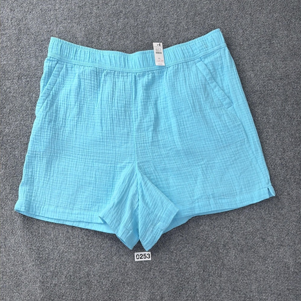 Talbots Shorts Womens XL Blue Cotton Gauze Pull On Pockets 5" Inseam NEW